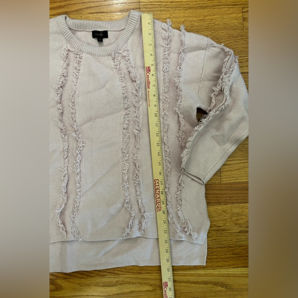 Ontwelfth Sweater Women’s Large Pink Frayed Fringe Detail Crew Neck Casualwear - Picture 7 of 7